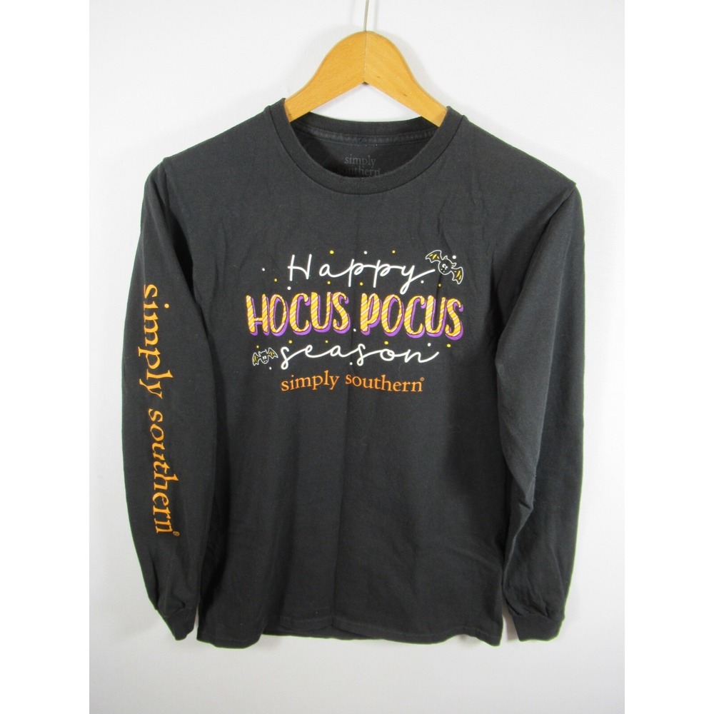 Simply Southern Hocus Pocus Halloween T-Shirt Women S Black Long Sleeve Witch - Picture 2 of 5